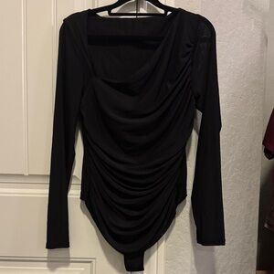 Black Draped Women's bodysuit